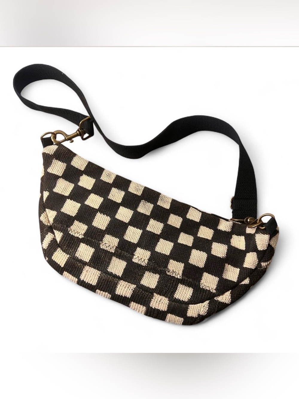 Jenna Bee checkered sling bag black & Cream - Picture 3 of 8